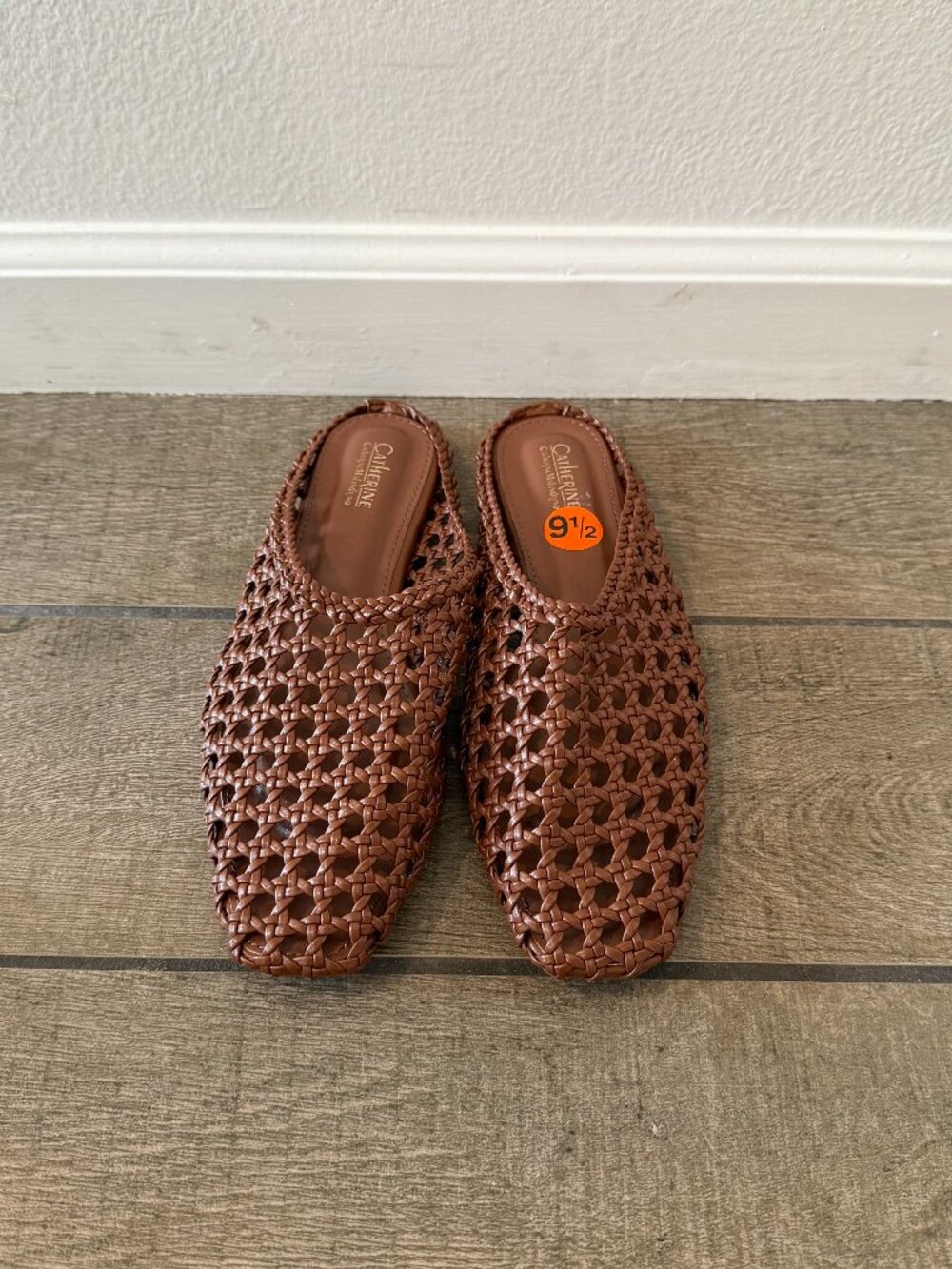 Catherine Malandrino Woven Flat Mule Brown Size 9.5